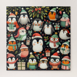 Niedliche bunt gekleidete Pinguine Puzzle