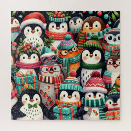 Niedliche bunt gekleidete Pinguine Puzzle
