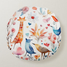 Niedliche bunt gezüchtete Tiere Blume Rundkissen Rundes Kissen