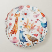 Niedliche bunt gezüchtete Tiere Blume Rundkissen Rundes Kissen (Rückseite)