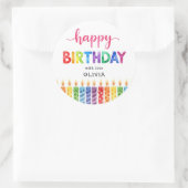 Niedliche bunt Happy Birthday Aquarell Runder Aufkleber (Tasche)