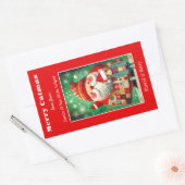 Niedliche bunt kühne frohe Weihnachten Catmas Rechteckiger Aufkleber (Umschlag)