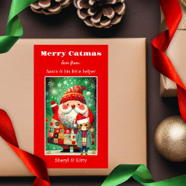 Niedliche bunt kühne frohe Weihnachten Catmas Rechteckiger Aufkleber