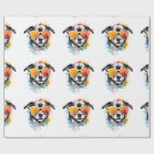 Niedliche bunt Welpe mit Sonnenbrille spritzen Geschenkpapier (Flach)