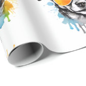 Niedliche bunt Welpe mit Sonnenbrille spritzen Geschenkpapier (Rolleneckpunkt)