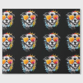 Niedliche bunt Welpe mit Sonnenbrille spritzen Geschenkpapier (Flach)