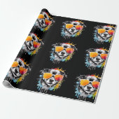 Niedliche bunt Welpe mit Sonnenbrille spritzen Geschenkpapier (Ungerollt)