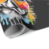 Niedliche bunt Welpe mit Sonnenbrille spritzen Geschenkpapier (Rolleneckpunkt)