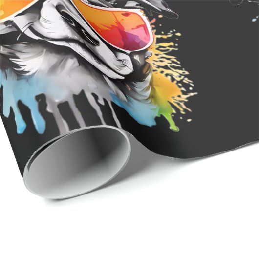 Niedliche bunt Welpe mit Sonnenbrille spritzen Geschenkpapier (Rolleneckpunkt)