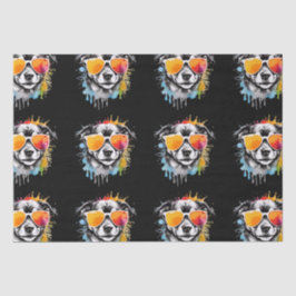 Niedliche bunt Welpe mit Sonnenbrille spritzen Seidenpapier