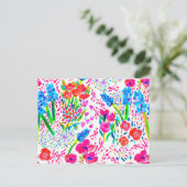 Niedliche, bunte abstrakte Blume Postkarte (Stehend Vorderseite)