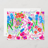 Niedliche, bunte abstrakte Blume Postkarte (Vorne/Hinten)