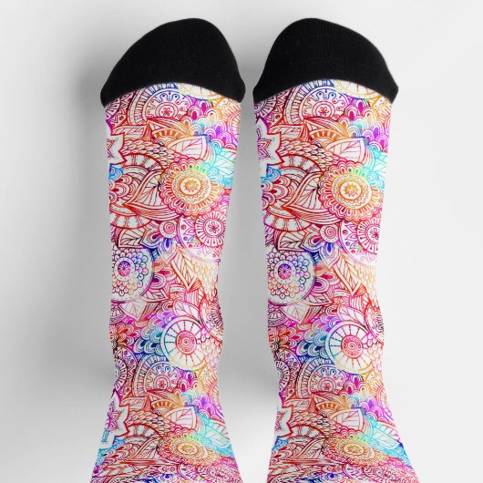 Niedliche, bunte abstrakte Blume Socken (Oben)