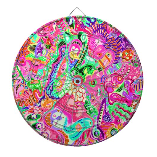 Niedliche bunte, abstrakte Monster Küche toben Dartscheibe (vorne)