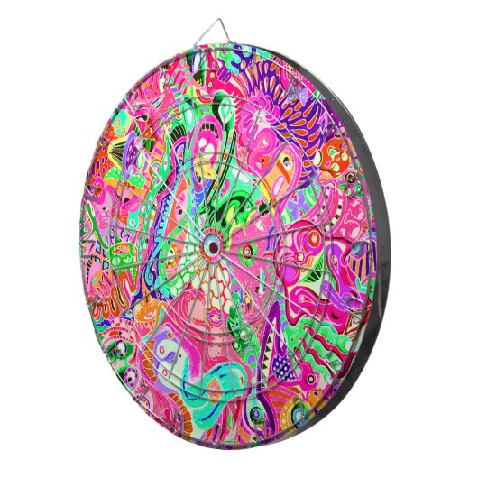 Niedliche bunte, abstrakte Monster Küche toben Dartscheibe (Vorderseite rechts)