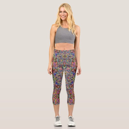 Niedliche bunte Blume Muster Leggings (Vorderseite)