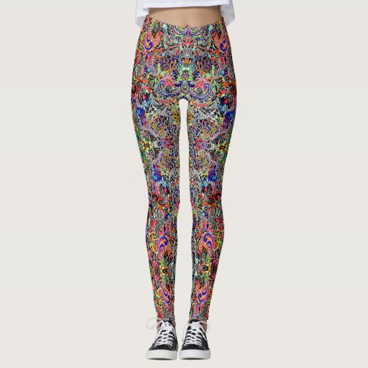 Niedliche bunte Blume Muster Leggings (Vorderseite)