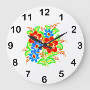 Niedliche bunte Blumenwand-Uhr für sie Große Wanduhr
