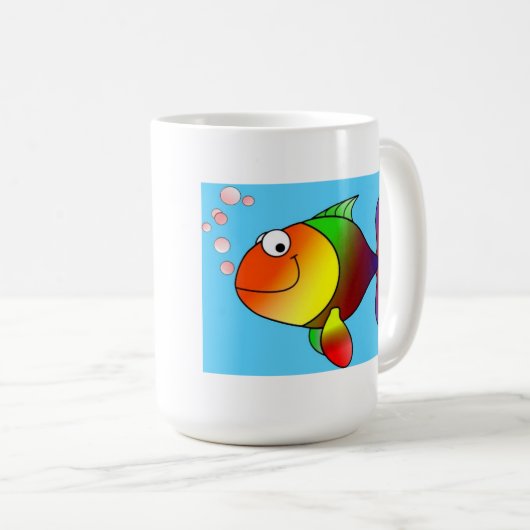 Niedliche bunte Cartoon FISCH-TASSE Kaffeetasse (VorderseiteRechts)
