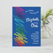 Niedliche Bunte Crayons Kinder 1. Geburtstag Party Einladung (Stehend Vorderseite)