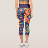 Niedliche bunte Daisy Blume Botanisches Muster gür Capri Leggings (Rückseite)