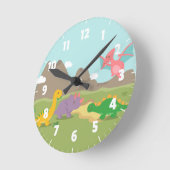 Niedliche bunte Dinosaurier für Kindschlafzimmer Runde Wanduhr (Winkel)