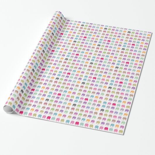 niedliche bunte Elefanten Geschenkpapier (Ungerollt)