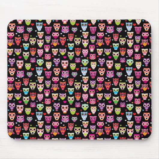 niedliche bunte Eule scherzt Muster Mousepad (Vorne)