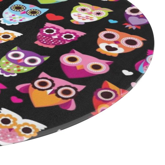 niedliche bunte Eule scherzt Muster Schneidebrett (Ecke)