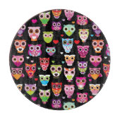 niedliche bunte Eule scherzt Muster Schneidebrett (Vorderseite)