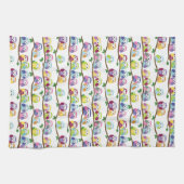 Niedliche bunte Eulen auf der Niederlassung Geschirrtuch (Horizontal)