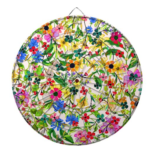 Niedliche, bunte Frühlingsblumen Blume Dartscheibe (vorne)