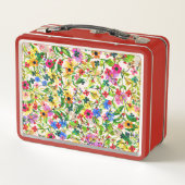 Niedliche, bunte Frühlingsblumen Blume Metall Lunch Box (Rückseite)