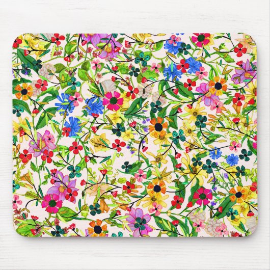 Niedliche, bunte Frühlingsblumen Blume Mousepad (Vorne)