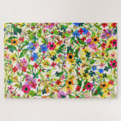 Niedliche, bunte Frühlingsblumen Blume Puzzle (Horizontal)