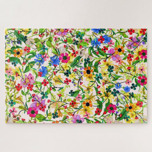 Niedliche, bunte Frühlingsblumen Blume Puzzle (Horizontal)