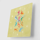 Niedliche bunte Geckoeidechsenillustration Quadratische Wanduhr (Winkel)