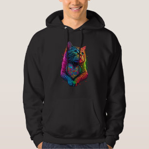 Niedliche Bunte Katze für Frauen Mädchen Männer Ju Hoodie