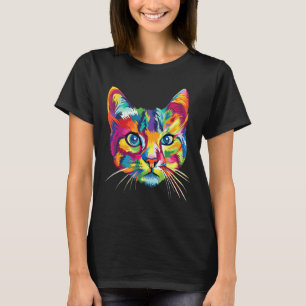 Niedliche Bunte Katze für Katzen Frauen Männer Mäd T-Shirt