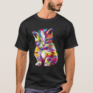 Niedliche Bunte Katze Wählte Für Kätzchen Kunst K T-Shirt