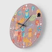 Niedliche bunte Kitty-Katzen-Geschenke für Große Wanduhr (Winkel)