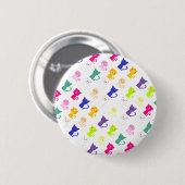 Niedliche bunte, lustige Katzen Muster Nummernschi Button (Vorne & Hinten)