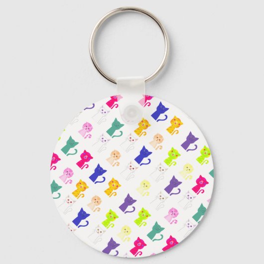 Niedliche bunte, lustige Katzen Muster Nummernschi Schlüsselanhänger (Vorderseite)