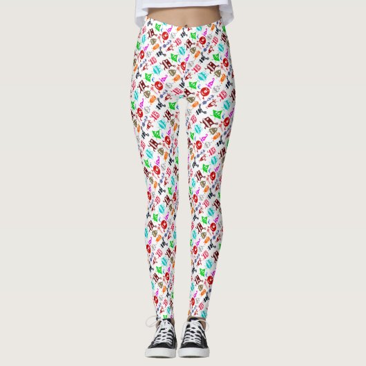 Niedliche bunte lustige Monster-Muster High Top Sn Leggings (Vorderseite)