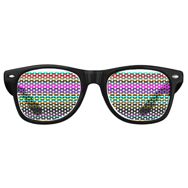Niedliche, bunte Neonstreifen Partybrille (Vorderseite)