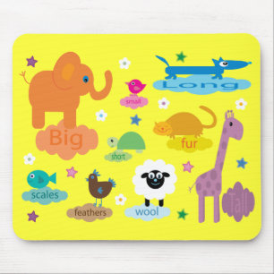 Niedliche bunte pädagogische Tier-gelbe Gewohnhei Mousepad