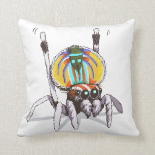 Niedliche bunte Pfau-Spinne, die Kunst-Kissen Kissen