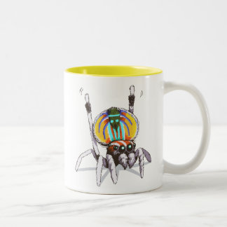 Niedliche bunte Pfau-Spinne, die Kunst-Tasse Zweifarbige Tasse