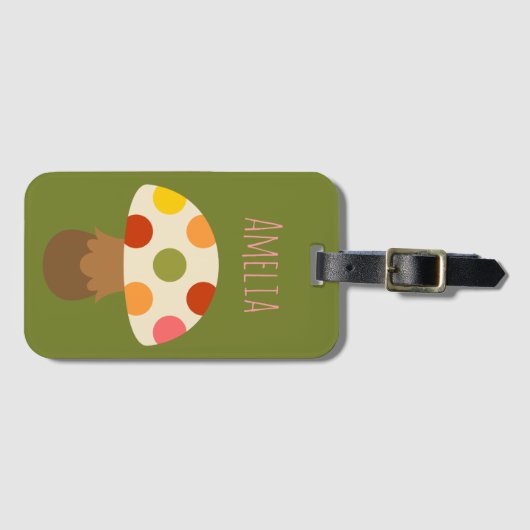 Niedliche bunte Pilzpilze Gepäckmarke Gepäckanhänger (Vorderseite (Horizontal))