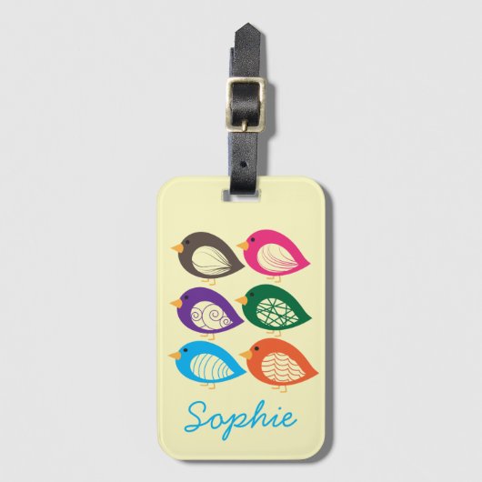 Niedliche, bunte Raubvögel Gepäckanhänger (Vorderseite Vertikal)